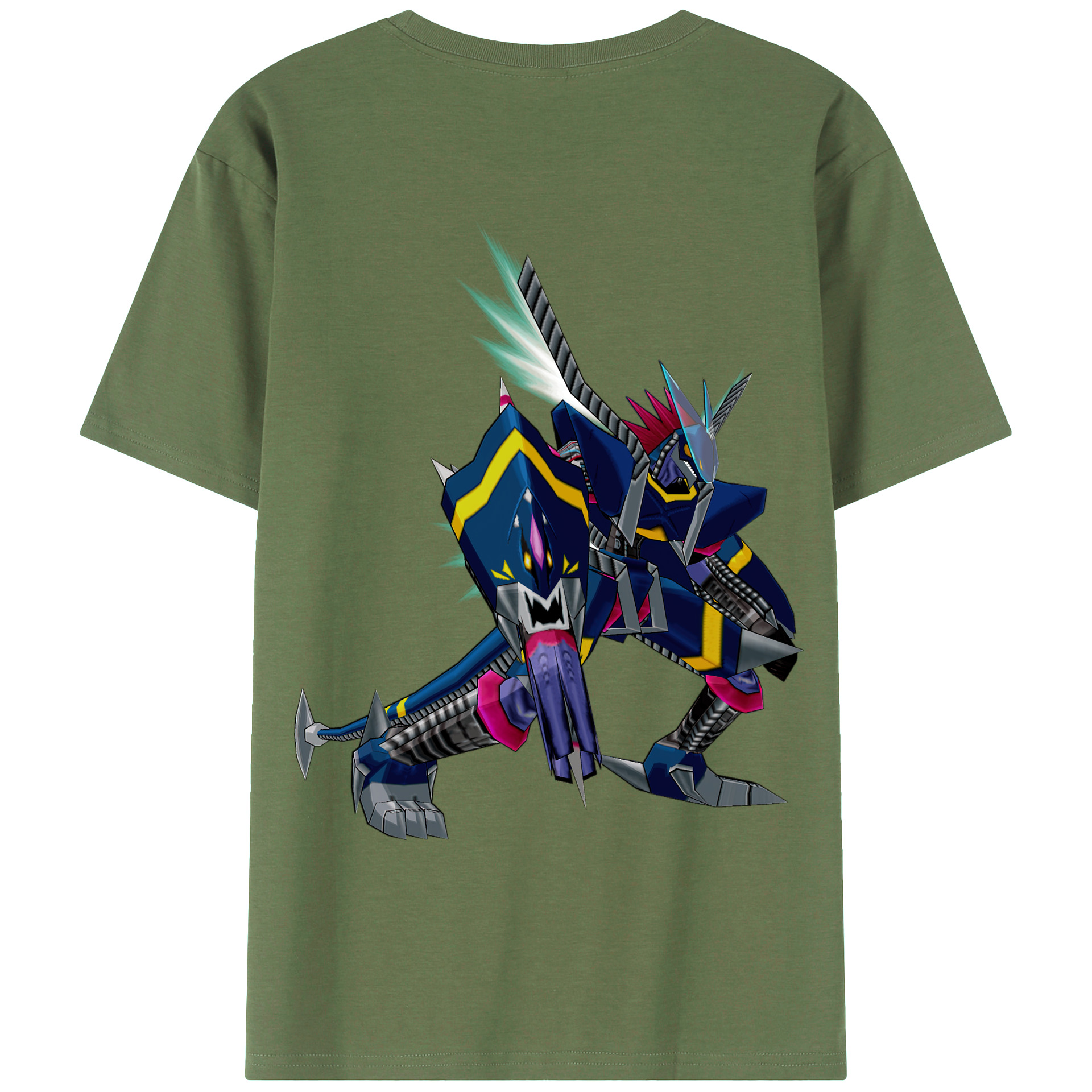 （画像用） Digimon デジタルモンスター/デジモン 綿100％ メンズ半袖Tシャツ（バックプリント） 通気性